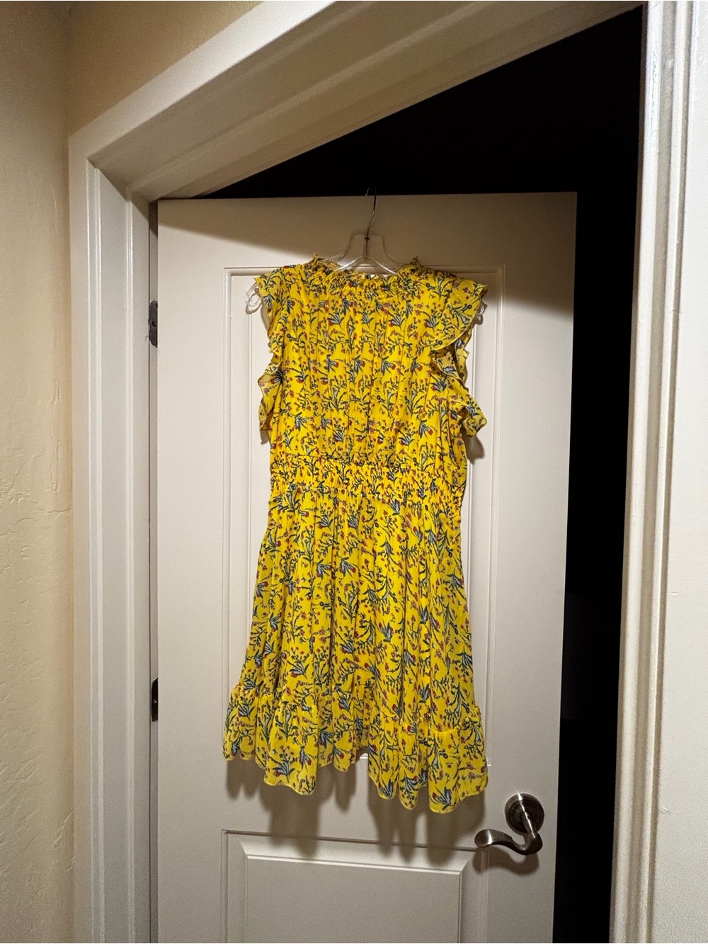 Sunny Yellow Floral Ruffle-Trim Kids Dress